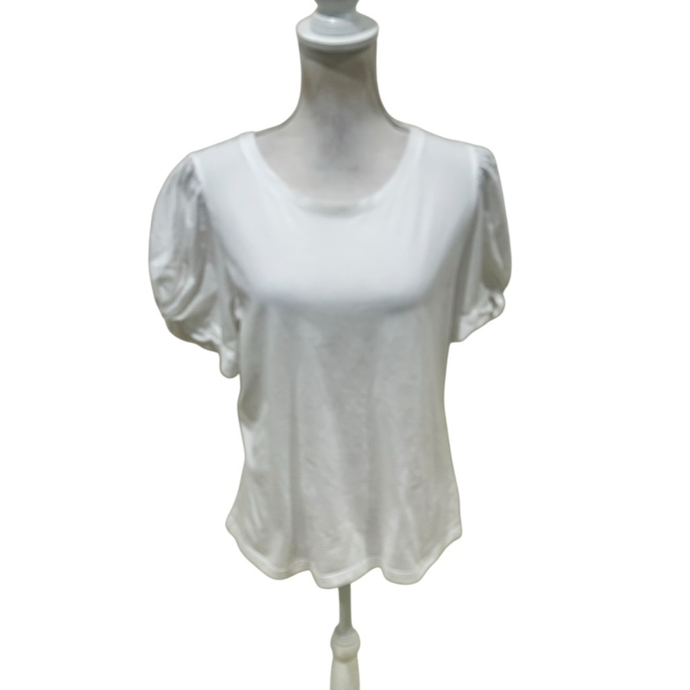 Hatley White Short puff Sleeve Top tee crew neck 100% cotton size large